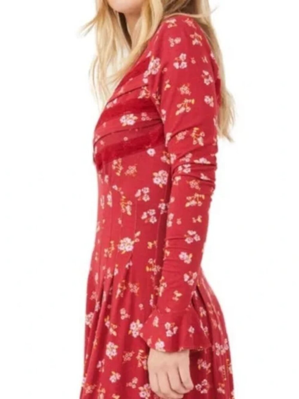 Free People Good Days Mini Dress in Pop Combo Size XS red floral V-neck New - Picture 10 of 10